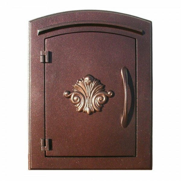 Book Publishing Co 12 in. Manchester Security Drop Chute Mailbox with Decorative Scroll Logo Faceplate-Antique Copper GR3180456